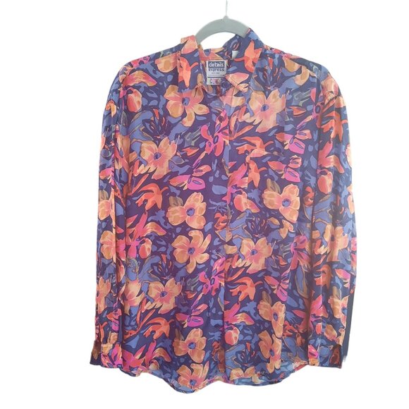 Vintage Details Express Colourful Vibrant Silk Button Up - Picture 2 of 10